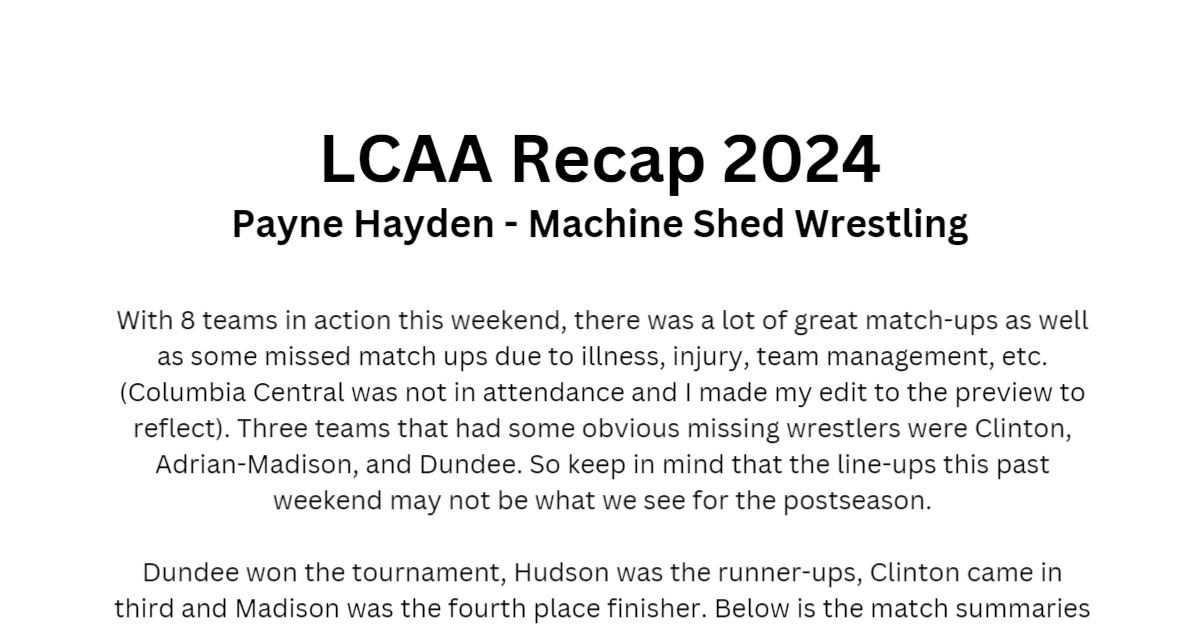 LCAA Duals 2024 Preview and Recap